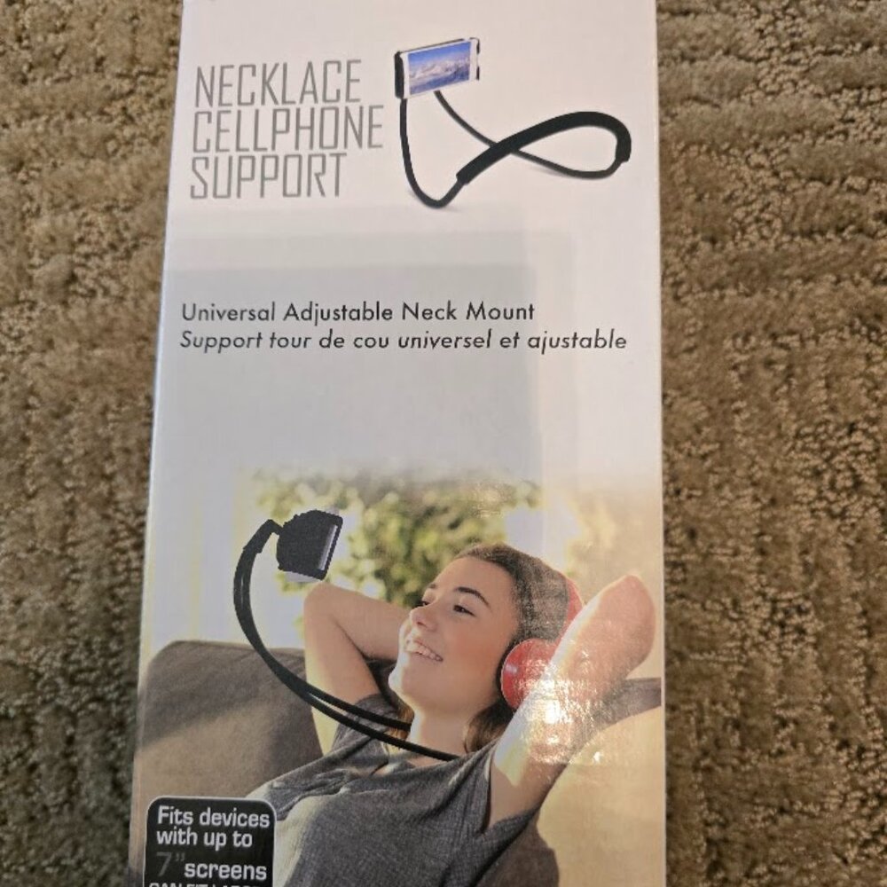 Neck Cellphone Support gadget. Universal Adjustable neck mount.